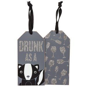Drunk as a Skunk Wooden Wine Tag